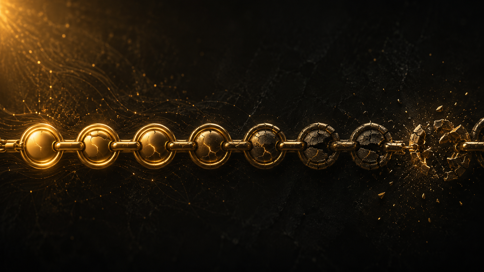 A chain of agent steps where small cracks in each link compound until the chain breaks